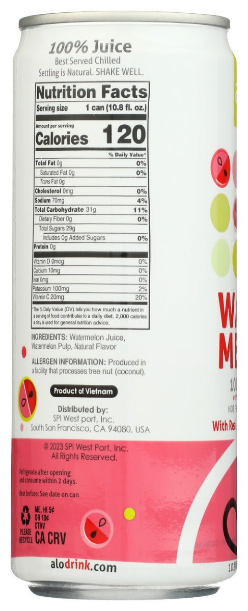 ALO: Watermelon Juice with Real Watermelon Pulp, 10.8 fo