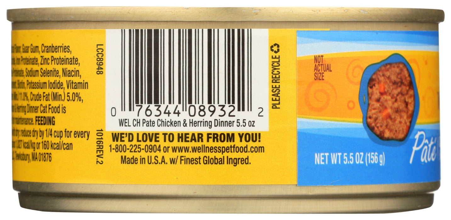 WELLNESS: Complete Health Pate Chicken and Herring Dinner Cat Food, 5.5 oz