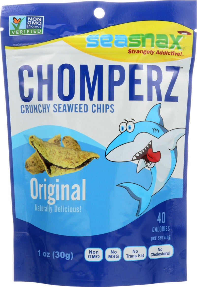 SeaSnax Chomperz are the perfect bite-size snack. Delicious seaweed curls wrapped in rice and lightly seasoned with a pinch of sea salt. More hearty and satisfying than popcorn, take Chomperz on your next trip, hike or work-out.
But don't be surprised if you find Chomperz... Strangely Addictive!