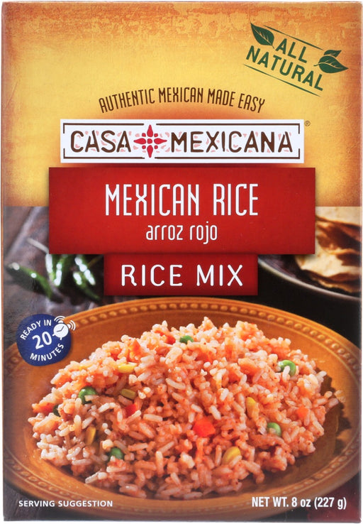 Casa Mexicana Mexican Rice mix provides 4 servings of rice that are free of fat and cholesterol and low in sugar. Casa Mexicana Rice provides both iron and protein.