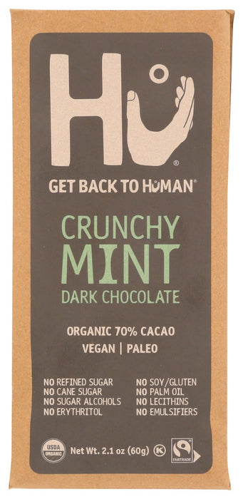 Hu Chocolate Bars are a better-for-you chocolate that use simple, close to nature ingredients. None of our dark chocolate bars contain refined sugar, cane sugar, sugar alcohols, dairy, palm oil, gluten, and soy. The majority of our chocolate bars have less than 8g of unrefined coconut sugar per serving.