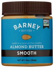 Our œoriginal, classic, super-smooth, and spreadable Barney Almond Butter. Made with skin-free roasted almonds, which makes for a grit-free texture and mild almond taste. Best taste and texture of any almond butter around! Slightly sweetened and salted.