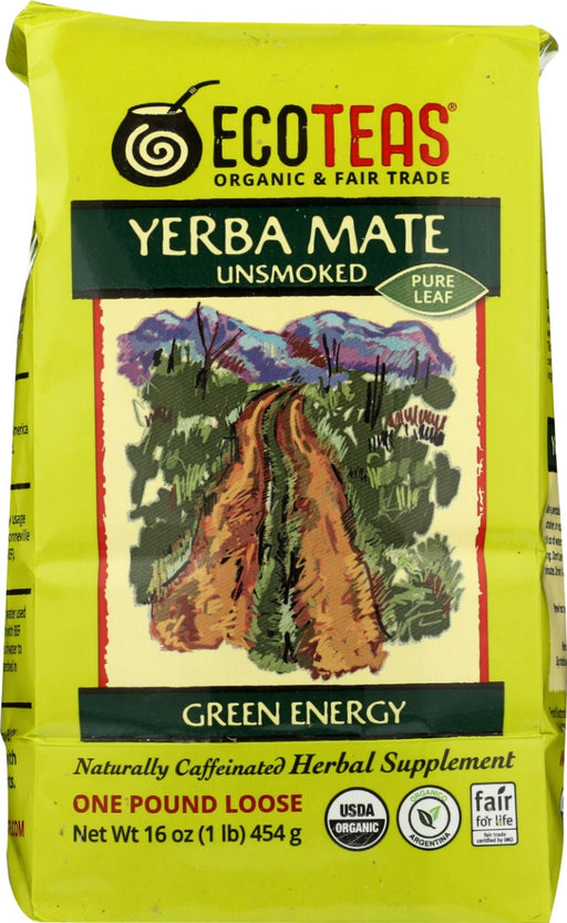ECO TEA: Organic Yerba Mate Pure Leaf Unsmoked, 16 oz
