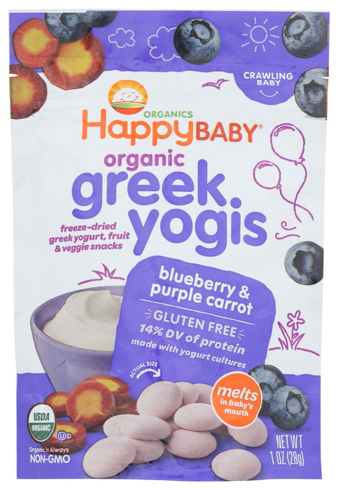 HAPPY BABY: Blueberry and Purple Carrot Greek Yogis, 1 oz