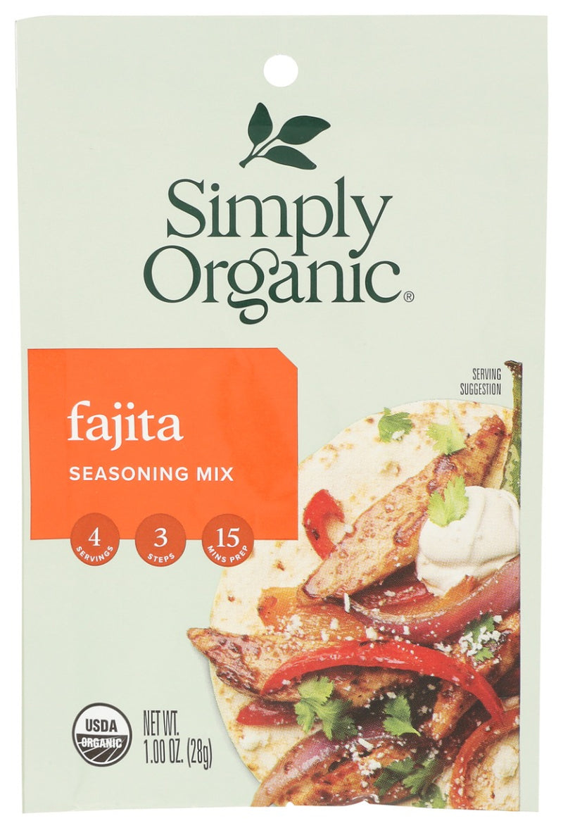 In Tex-Mex cuisine, fajita is a generic term referring to grilled meat on a flour or corn tortilla. But there's nothing generic about a fajita made with Simply Organic® Fajita Mix. Just the right amount of spices, including chili pepper, garlic, cumin and coriander, to make your fajitas come alive.
Packaging may vary " same Simply Organic quality, now in a new standout look.