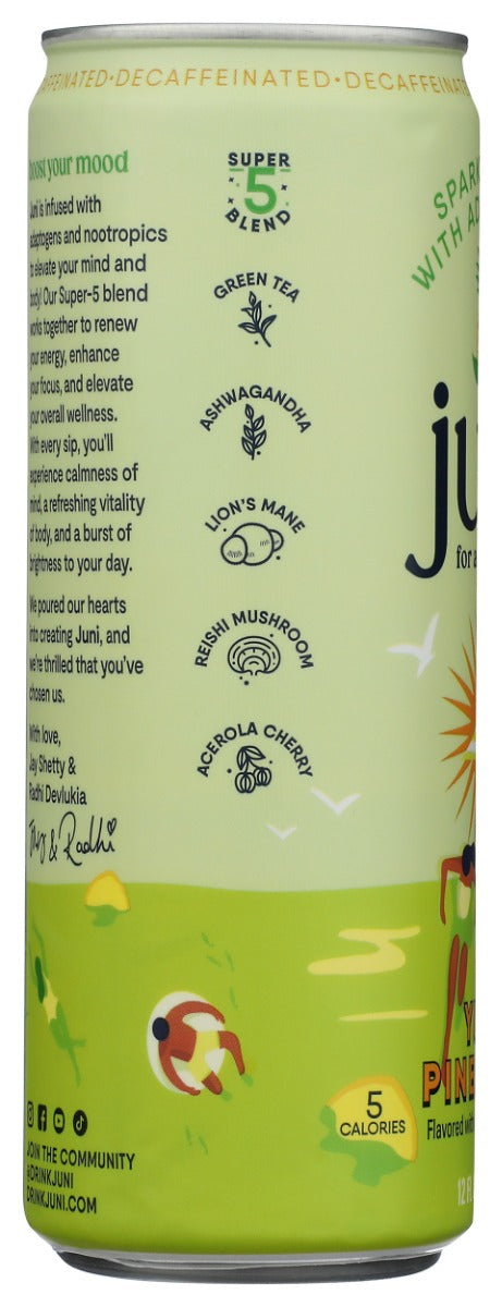 JUNI: Yuzu Pineapple Sparkling Tea with Adaptogens, 12 fo