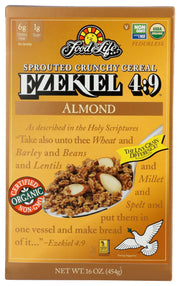 Start your day off right with Ezekiel 4:9 Sprouted Grain Almond Flake Cereal. All the taste and nutrition of the original with the added benefits and flavor of Almonds.