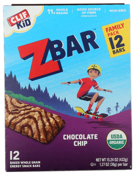 CLIF KID: ZBar Chocolate Chip 12Pc, 15.24 oz