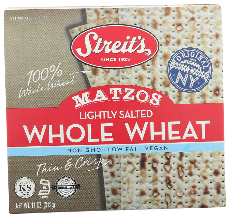 STREITS: Matzos Lightly Salted Whole Wheat, 11 oz