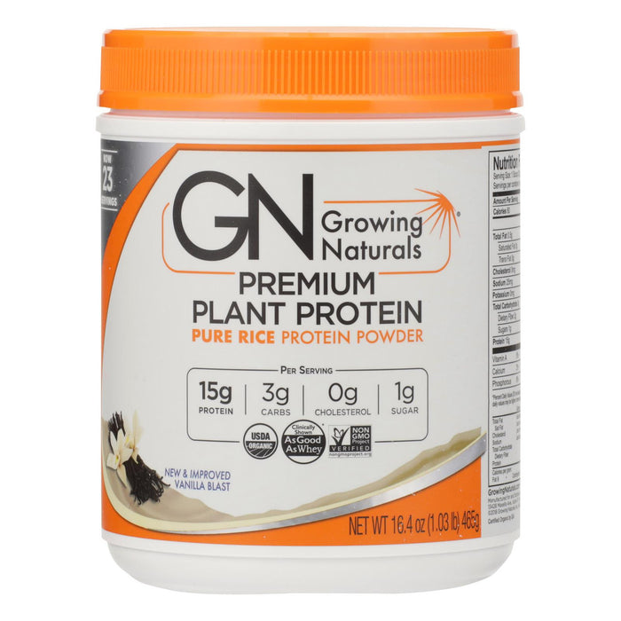 Growing Naturals Organic Raw Rice Protein - Vanilla Blast - 16.4 oz (1x16.4 OZ)