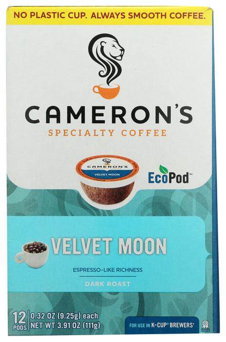 CAMERONS COFFEE: Velvet Moon Espresso Single Serve Coffee, 3.91 oz