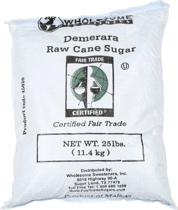 WHOLESOME SWEETENERS: Demerara Raw Cane Sugar, 25 lb