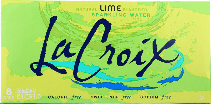 LA CROIX: 100% Natural Sparkling Water Lime Flavored 8 Cans, 96 oz