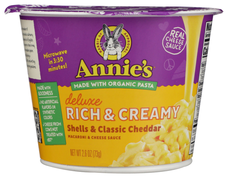 ANNIES HOMEGROWN: Deluxe Rich and Creamy Shells and Classic Cheddar Mac and Cheese, 2.6 oz