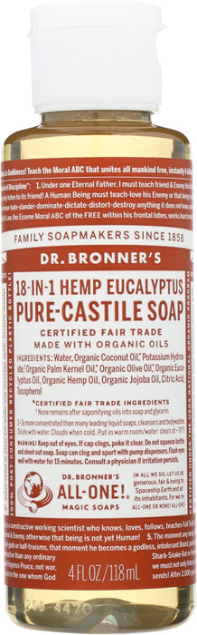 DR BRONNER: Liquid Soap Castile Eucalyptus, 4 oz