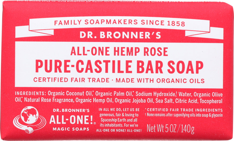 DR BRONNER'S: All-One Hemp Rose Pure-Castile Bar Soap, 5 oz