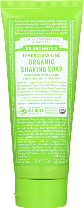 DR. BRONNER'S: Lemongrass Lime Organic Shaving Soap, 7 oz