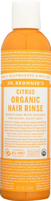 DR BRONNER: Conditioner Hair Rinse Citrus Organic, 8 oz