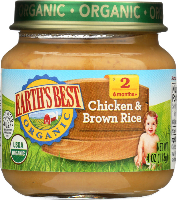 EARTHS BEST: Strained Chicken and Brown Rice, 4 oz