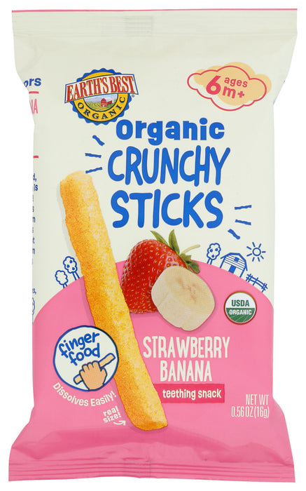 EARTHS BEST: Organic Crunchy Sticks Strawberry Banana, 0.56 oz