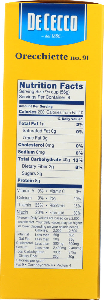 DE CECCO: Pasta Orecchiette, 16 oz - No Brand For Less 