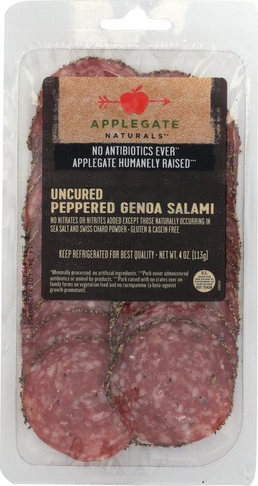 APPLEGATE: Uncured Pepper Genoa Peppered Salami, 4 oz