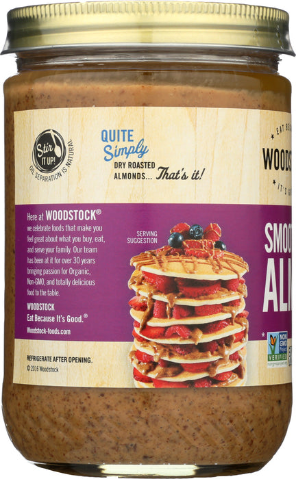 WOODSTOCK: Almond Butter Unsalted Smooth, 16 oz