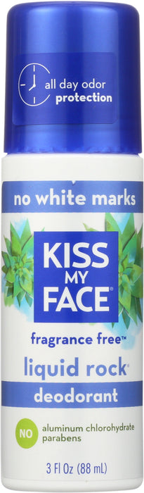 KISS MY FACE: Liquid Rock Fragrance Free Roll-On Deodorant, 4.5 oz