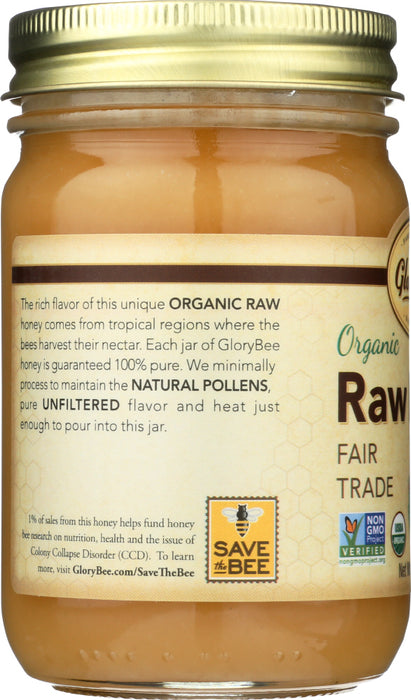 GLORY BEE: Raw Organic Fair Trade Honey, 18 oz