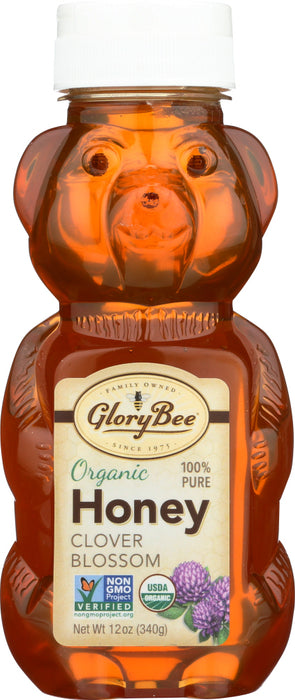 GLORY BEE: Honey Clover Squeeze Bear Organic, 12 oz