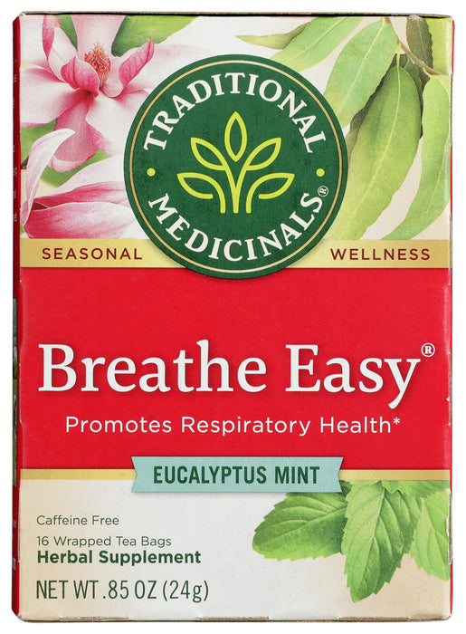 TRADITIONAL MEDICINALS: Breathe Easy Caffeine Free Herbal Tea 16 Tea Bags, 0.85 oz