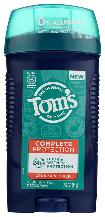 TOMS OF MAINE: Complete Protection Deodorant Cedar & Vetiver, 2.6 OZ