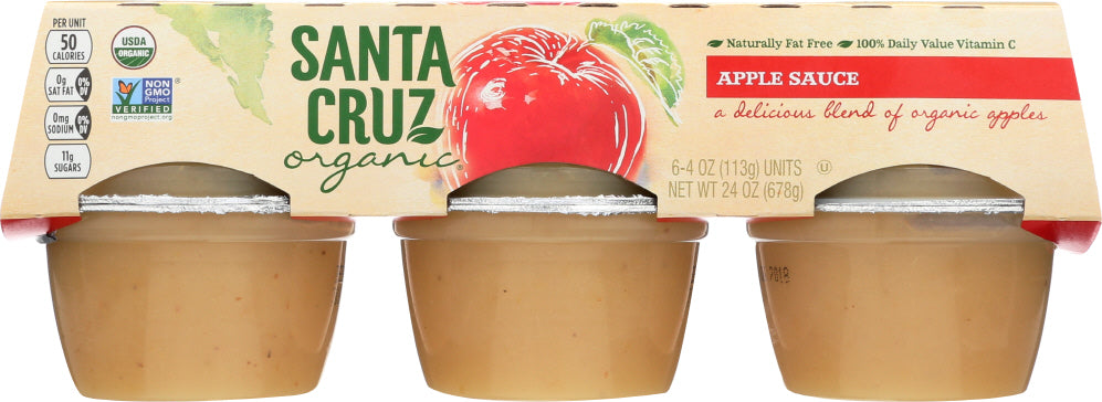 SANTA CRUZ: Organic Apple Sauce Cups 6x4oz Cups, 24 oz