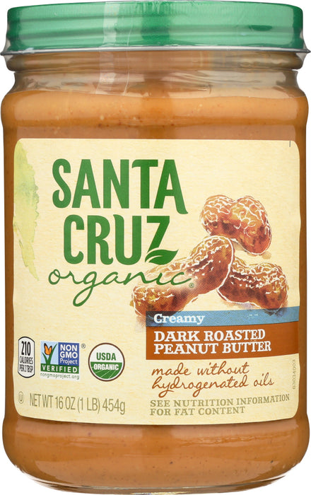 SANTA CRUZ ORGANIC: Dark Roasted Creamy Peanut Butter, 16 oz