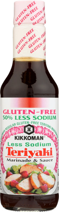 KIKKOMAN: 50% Less Sodium Gluten Free Teriyaki Marinade & Sauce, 10 oz