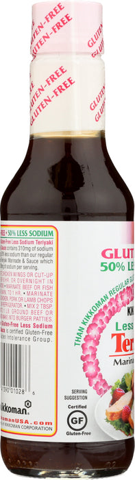 KIKKOMAN: 50% Less Sodium Gluten Free Teriyaki Marinade & Sauce, 10 oz