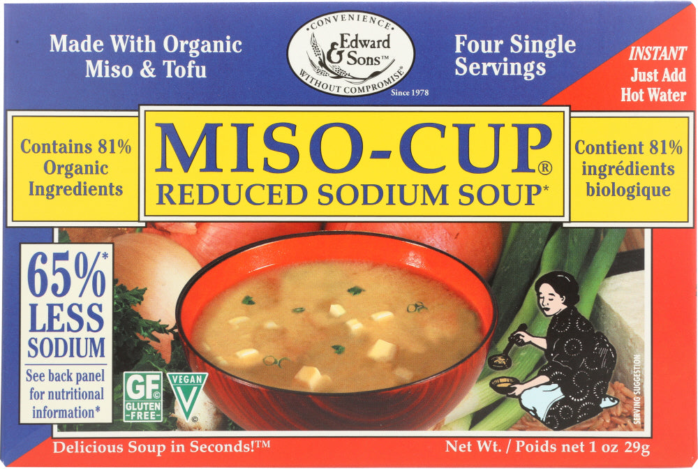 EDWARD & SONS: Miso Cup Mix Reduced Salt Organic 3-4 P, 1 oz