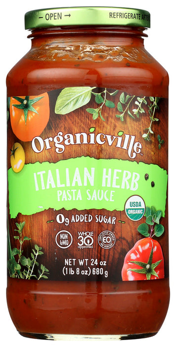 ORGANICVILLE: Sauce Pasta Italian Herb, 24 oz