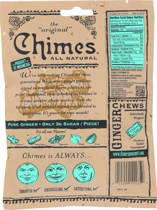 CHIMES: Peppermint Ginger Chews Bag, 5 oz