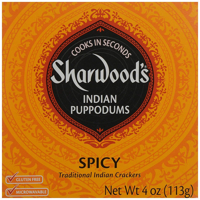 SHARWOODS: Indian Puppodum Spicy, 4 oz