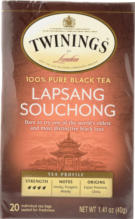 TWININGS OF LONDON: Tea Origins Lapsang Souchong, 20 Tea Bags, 1.41 oz