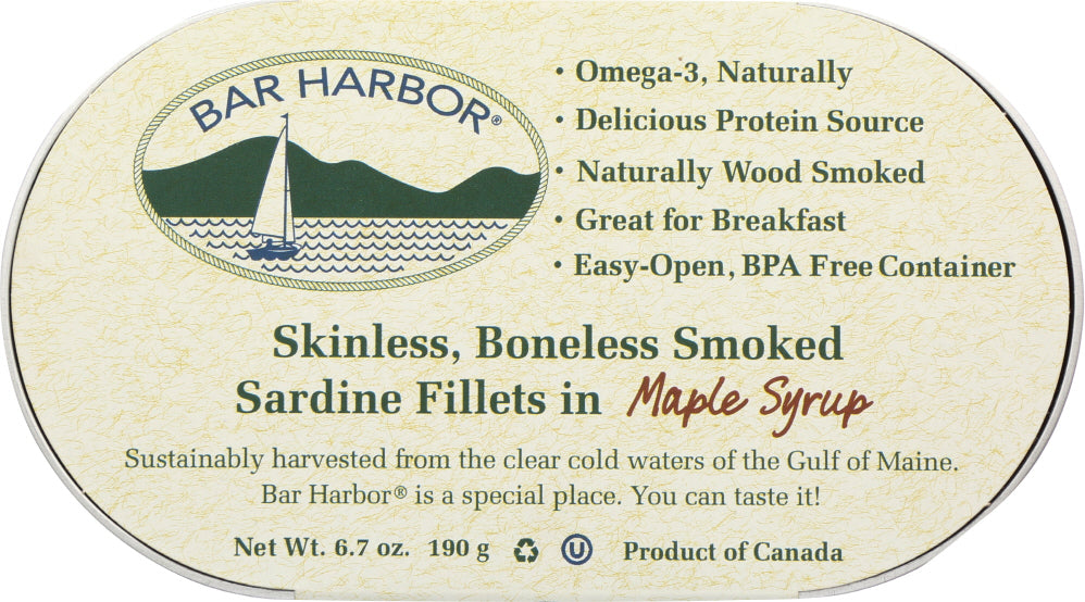 BAR HARBOR: Sardine Fillet Smoked Boneless, 6.7 oz