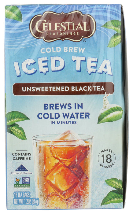 CELESTIAL SEASONINGS: Cold Brew Iced Tea Unsweetened Black Tea, 18 bg