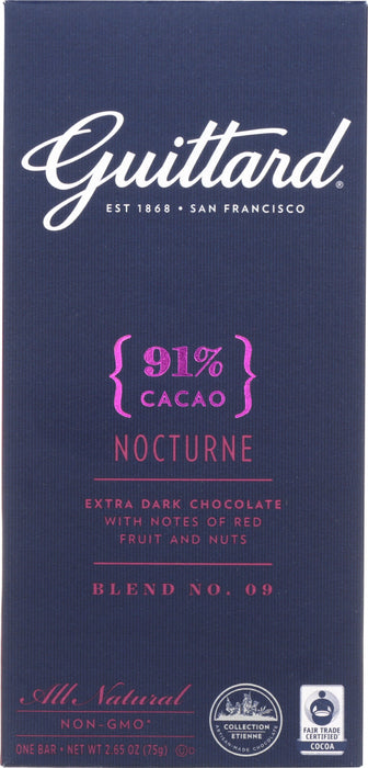 GUITTARD: 91% Cacao Nocturne Extra Dark Chocolate, 2.65 oz