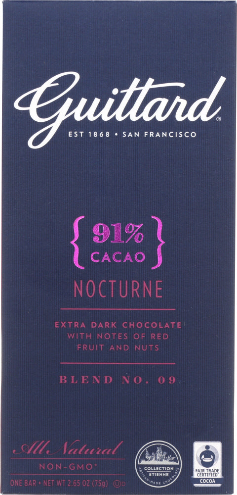 GUITTARD: 91% Cacao Nocturne Extra Dark Chocolate, 2.65 oz - No Brand For Less 