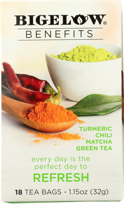 BIGELOW: Benefits Turmeric Chili Matcha Green Tea 18 Bags, 1.15 oz