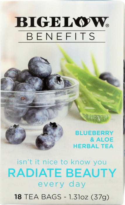 BIGELOW: Benefits Blueberry and Aloe Herbal Tea 18 Bags, 1.31 oz