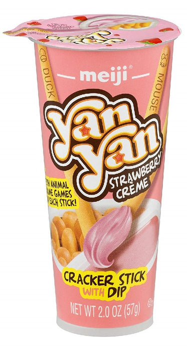 MEIJI: Cracker Stick with Dip Yan Yan Strawberry, 2 oz