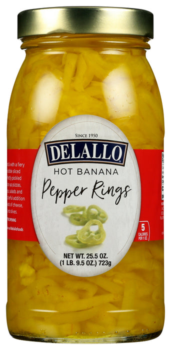 DELALLO: Hot Banana Pepper Rings, 25.5 oz