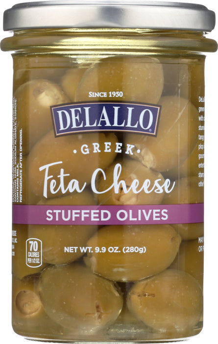 DELALLO: Feta Stuffed Green Greek Olives, 9.9 oz